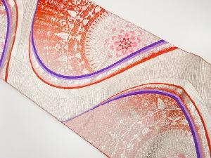 流水に華紋織り出し　袋帯